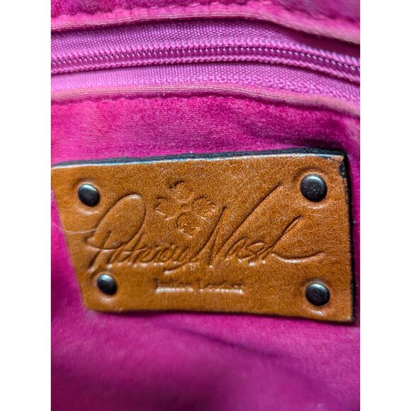 Patricia Nash Italian Leather Cutout Floral Tote Black, Pink + Removable Insert - Picture 5 of 8